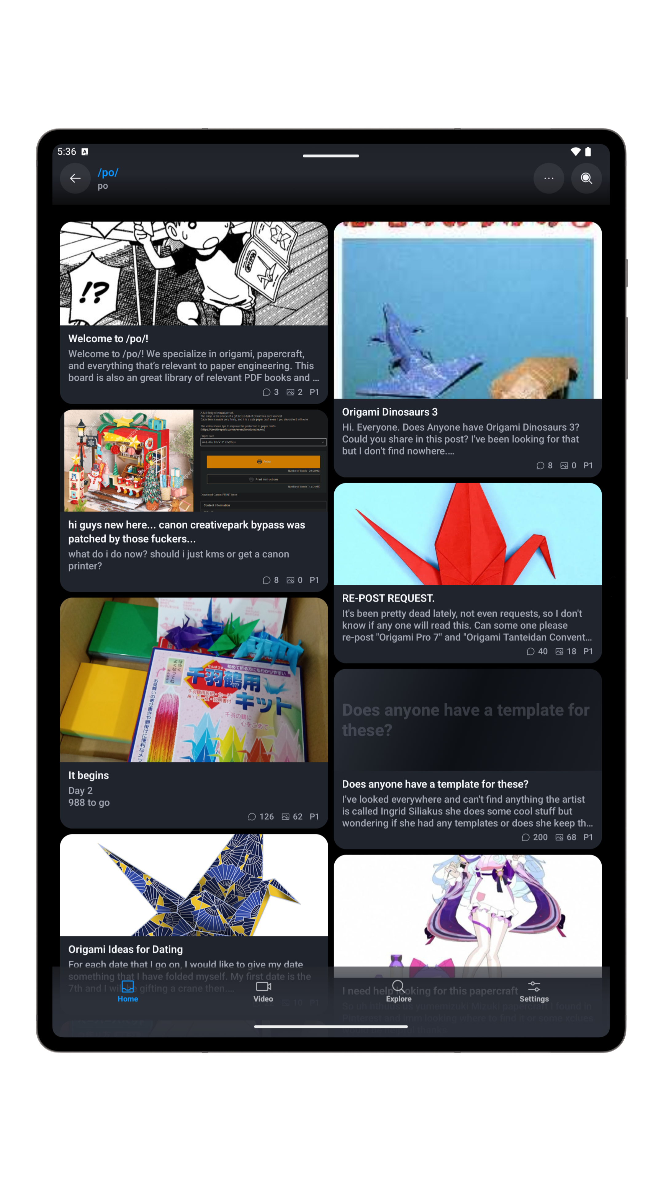 Overboard Android tablet catalog view