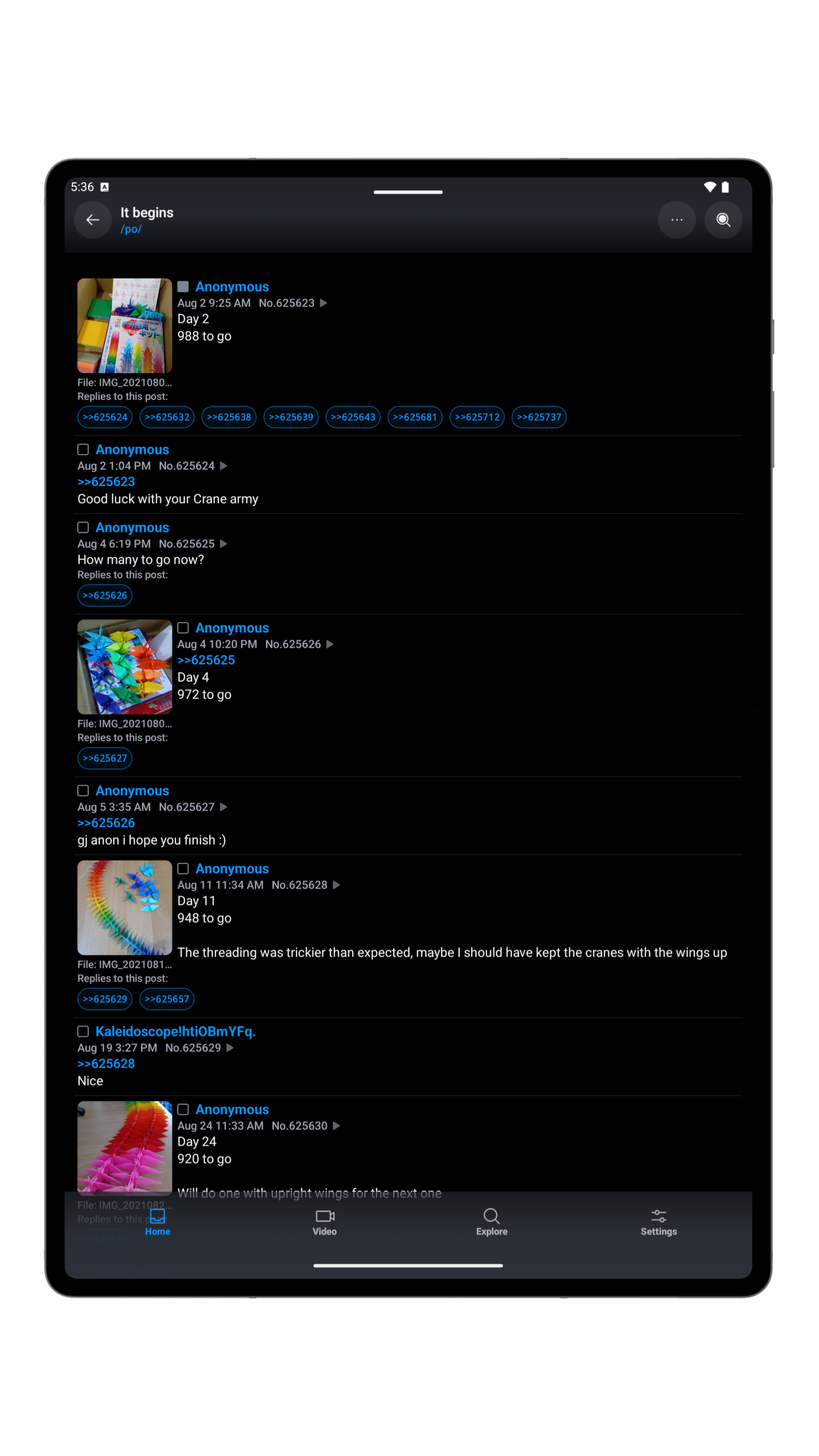 Overboard Android tablet thread view