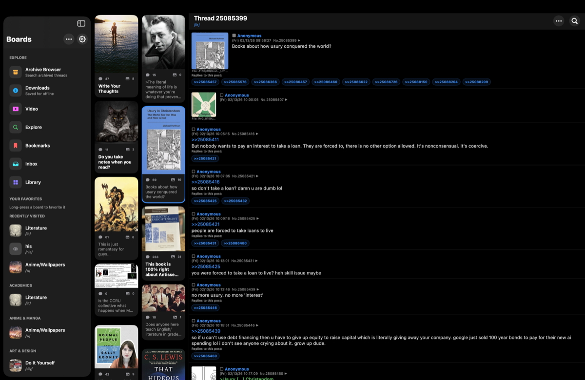 Overboard desktop app with thread view