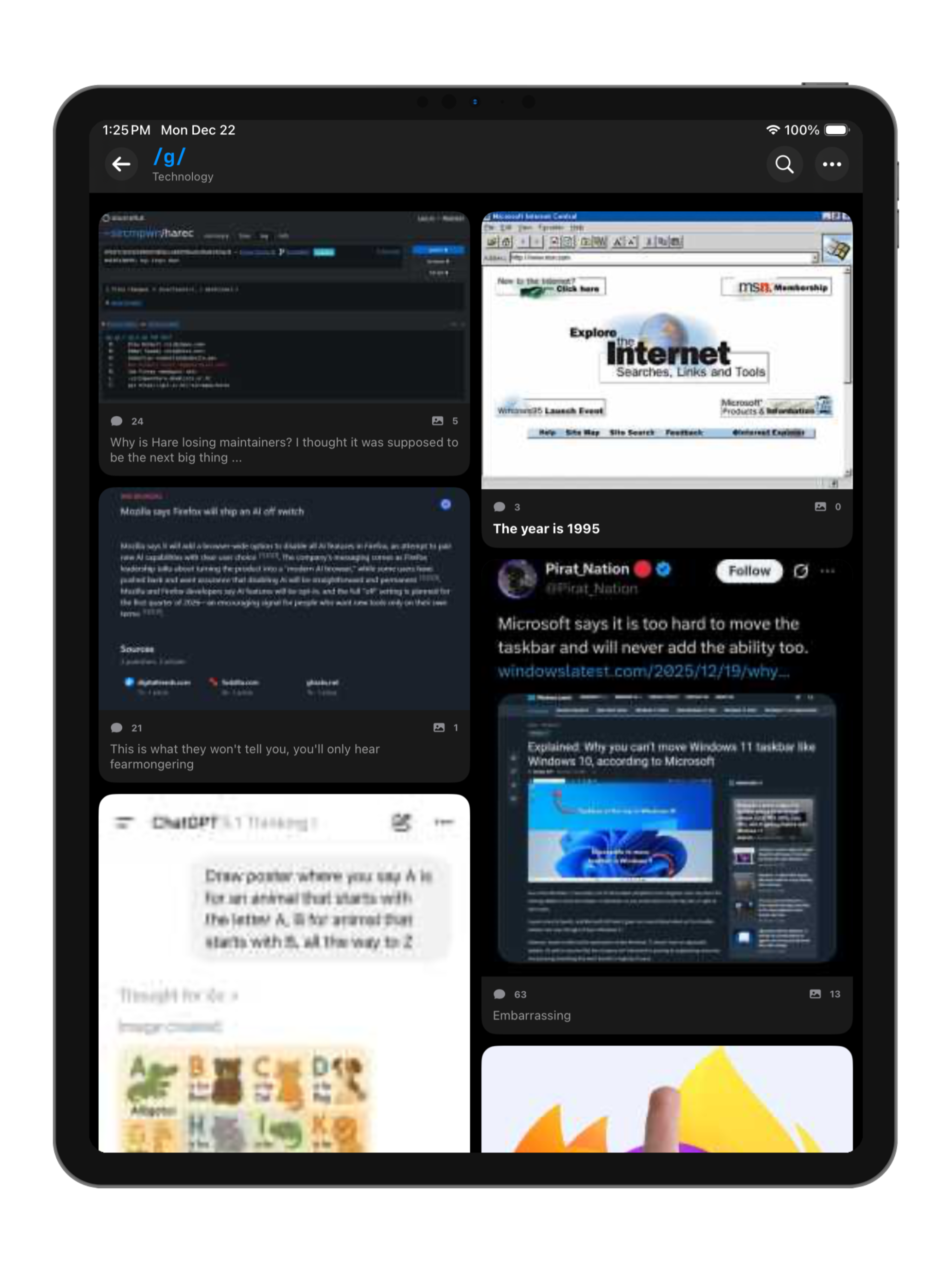 Overboard iPad catalog view