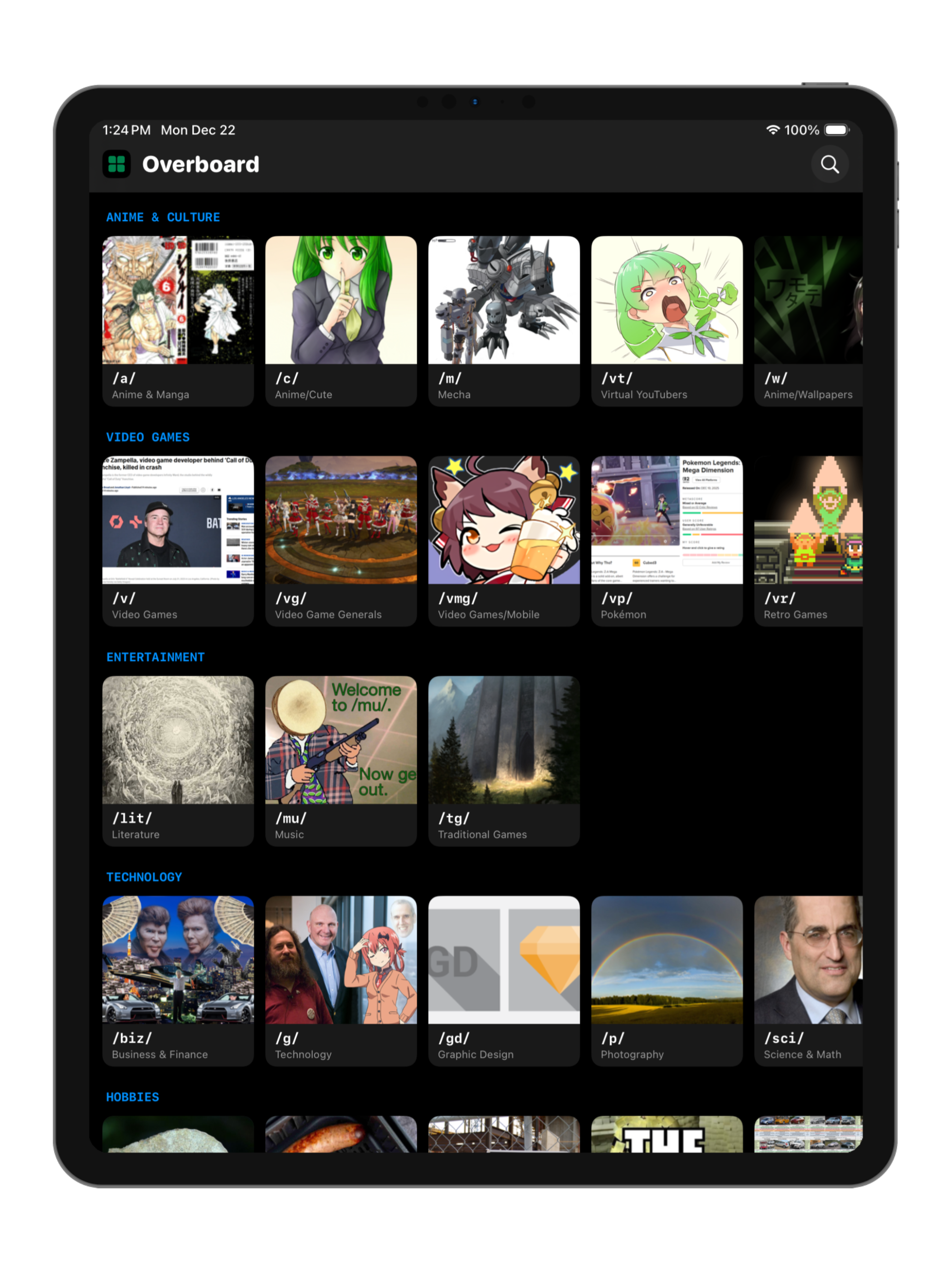 Overboard iPad home screen