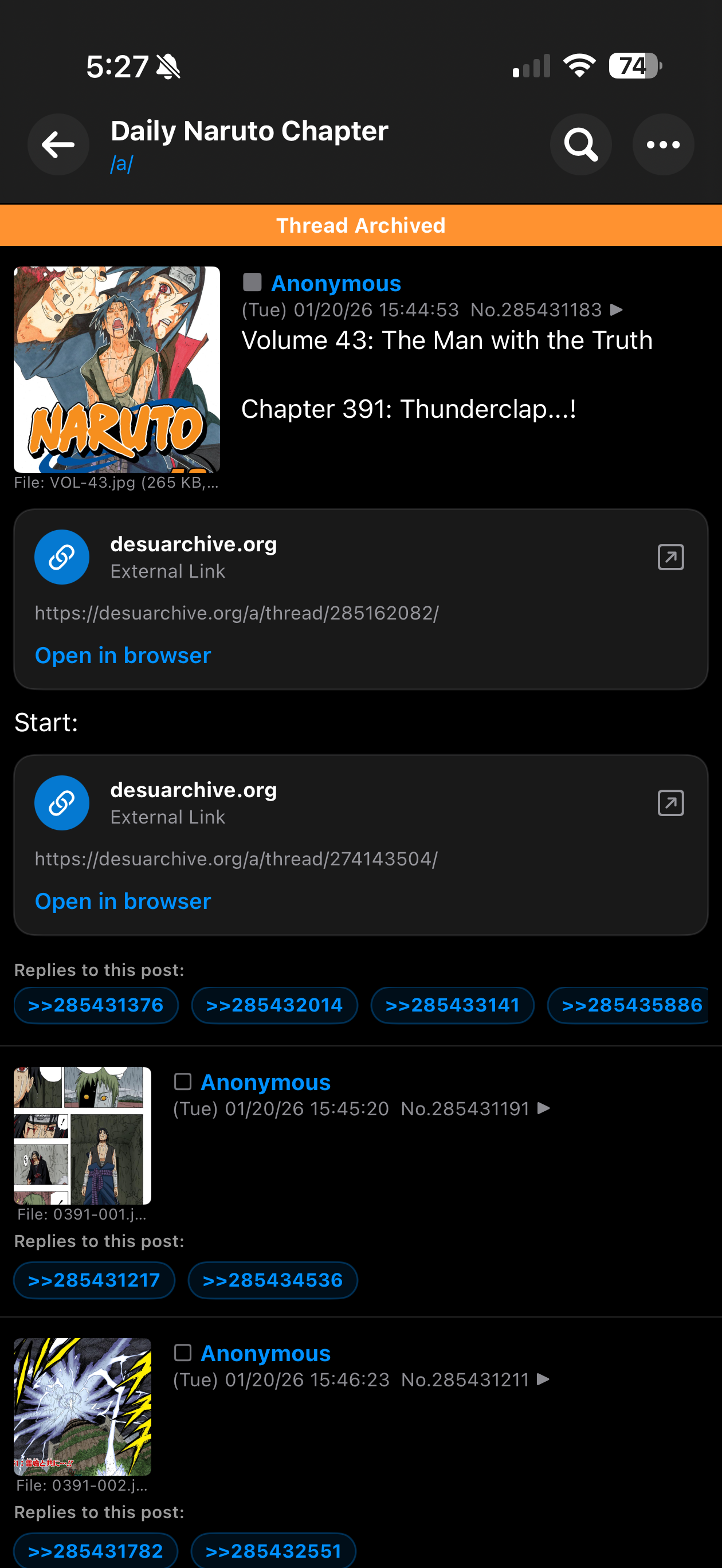 Thread view with posts and replies