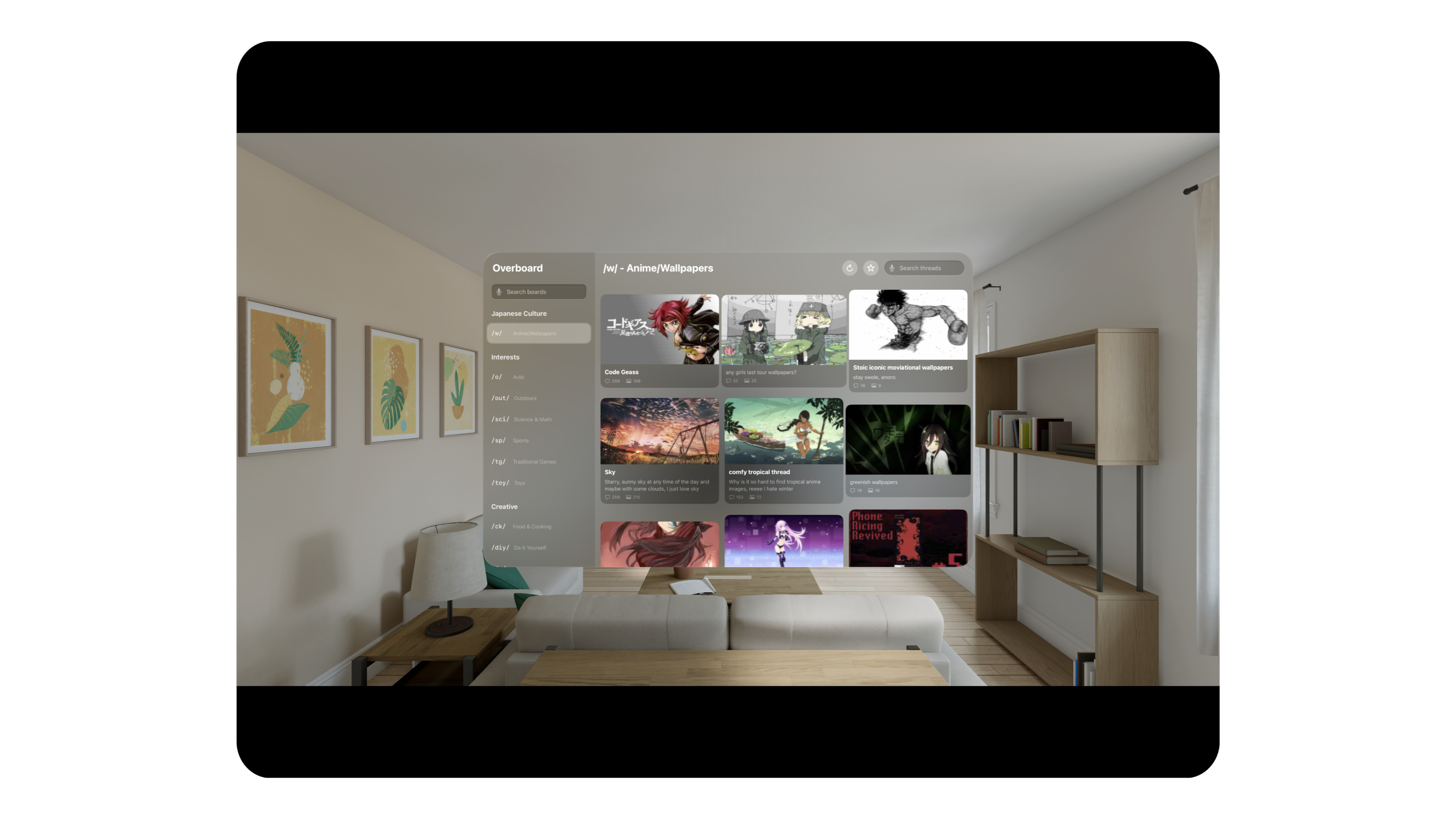 Overboard Vision Pro home